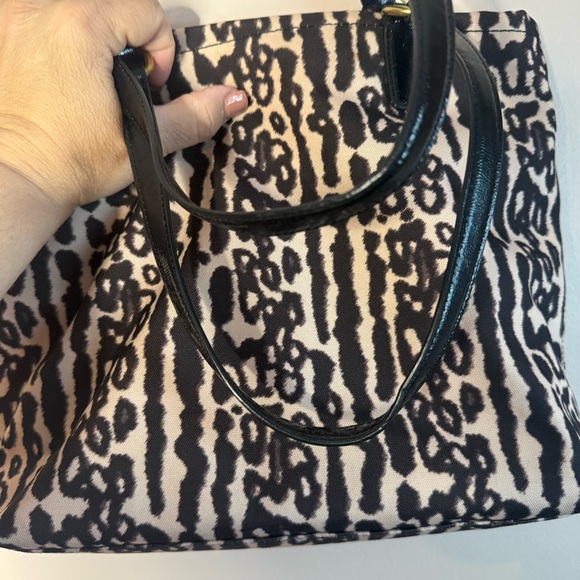 COACH Ocelot Leopard Animal Print Canvas Tote Bag Handbag Purse Tan Brown - Picture 9 of 10